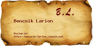 Bencsik Larion névjegykártya